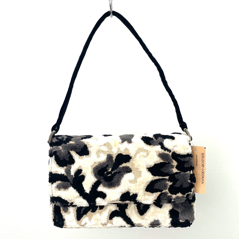 Black, Cream & Gray Patterned Mini Shoulder Bag